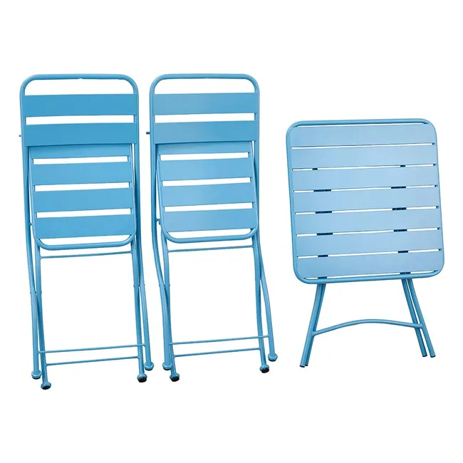 Set de Mesa Plegable (60x60 cm) y 2 Sillas Plegables Color Niagara