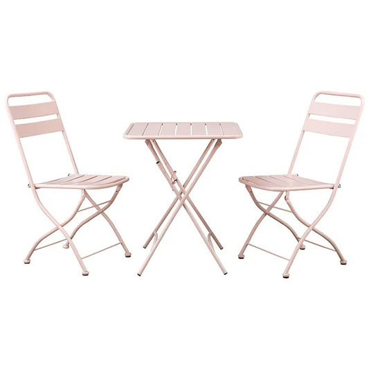 Set de Mesa Plegable (60x60 cm) y 2 Sillas Plegables Color Rosa