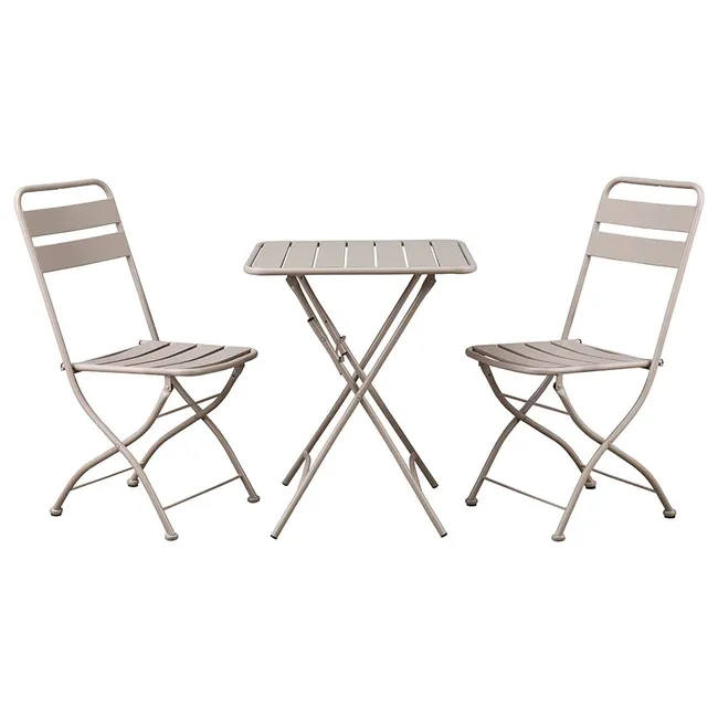 Set de Mesa Plegable (60x60 cm) y 2 Sillas Plegables Color Gris Pardo